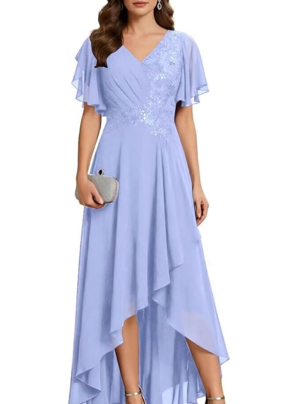 Classified Lilac V-Neck High-Low Dress
